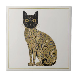 Carreau Art décoratif de chat noir dans le style de Gustav