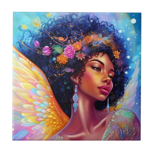 Carreau Art d'Imaginaire de la dame Ange d'Afrique américa (Devant)