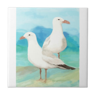 Carreau Art d'oiseau de plage de mouette de mouettes