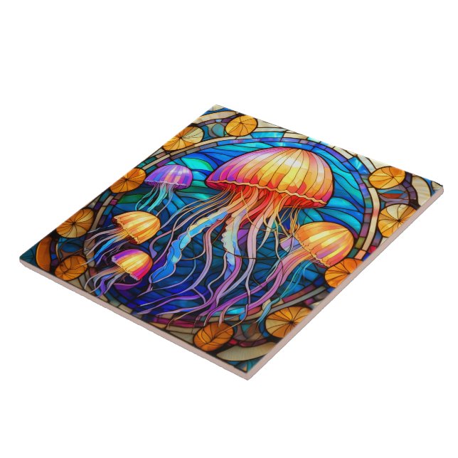 Carreau Art du verre tendu de méduse (Côté)