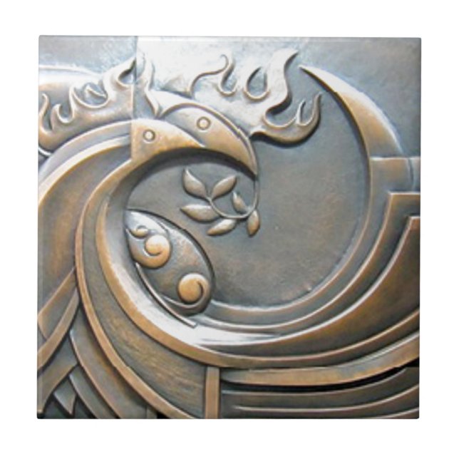 Carreau art en bronze tribal abstrait moderne contemporain (Devant)