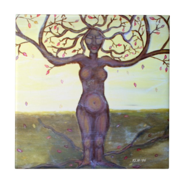 Carreau Art "enraciné" de déesse d'arbre (Devant)