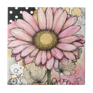Carreau Art floral à points watercolor vintage (5)