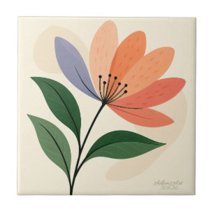 Carreau Art floral abstrait botanique moderne