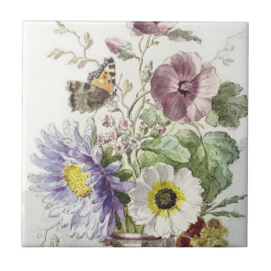 Carreau Art floral papillon vintage de William van Leen