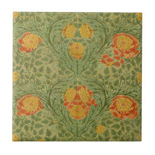 Carreau Art floral Rose et Feuille vintage Mackmurdo