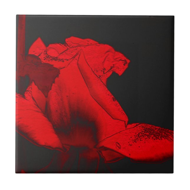 Carreau Art Floral Rouge Hot Rosebud (Devant)