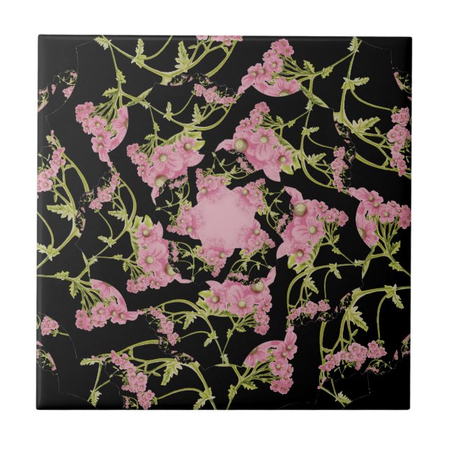 Carreau Art fractal d'Achille rose et noir (Devant)