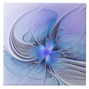 Carreau Art fractal moderne abstrait bleu lavande