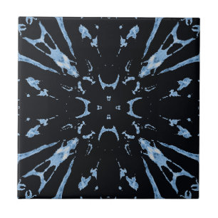 Carreau Art géométrique bleu sur noir