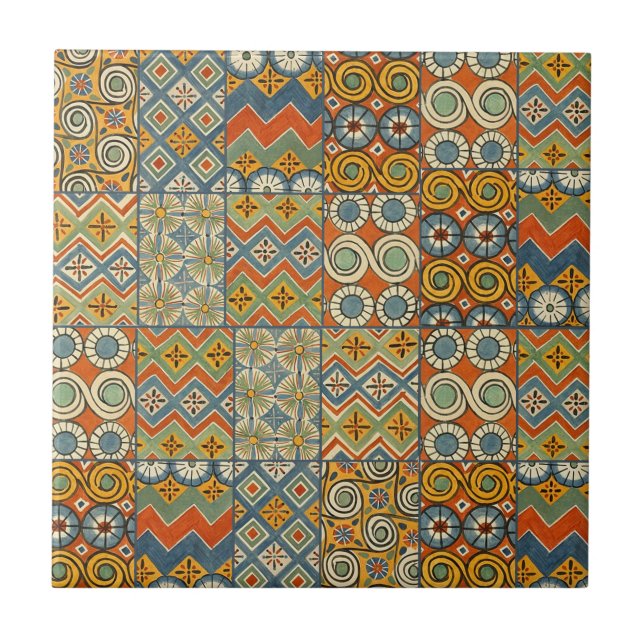 Carreau Art Géométrique Coloré Antique Égyptien Graphique (Devant)