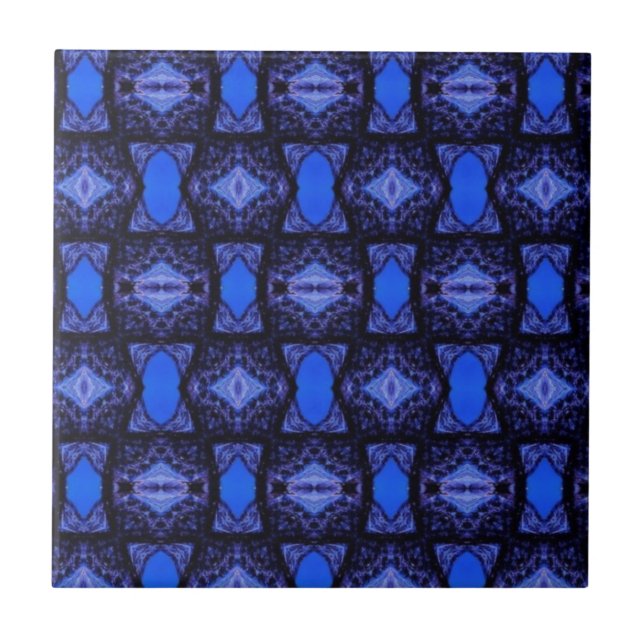 Carreau Art géométrique moderne saphir bleu marine (Devant)