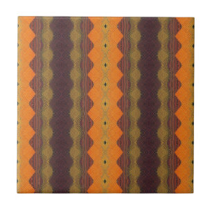 Carreau Art géométrique orange brun vert