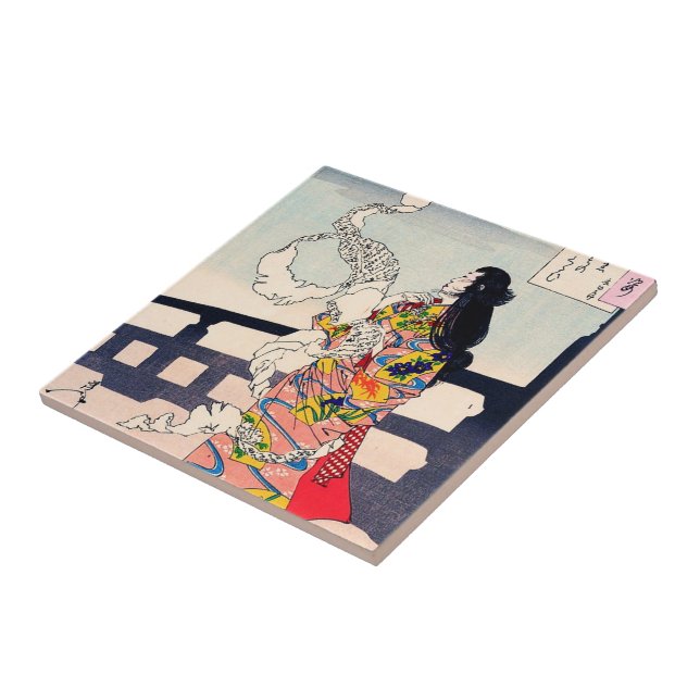 Carreau Art japonais oriental frais de geisha de woodprint (Côté)