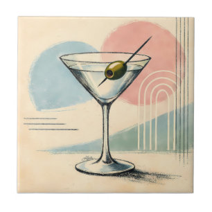 Carreau Art minimaliste pastel martini moderne du milieu d