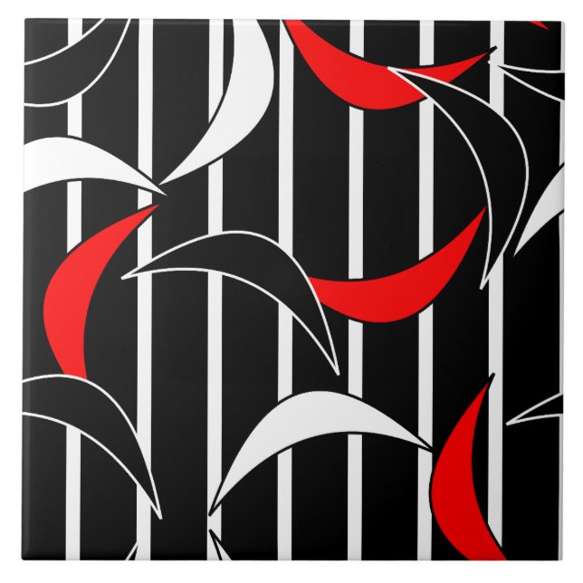 Carreau Art moderne noir, blanc, rouge (Devant)