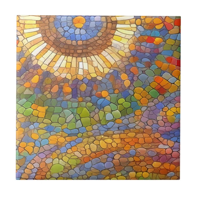 Carreau Art Mosaïque coloré d'inspiration Sun Gaudi (Devant)