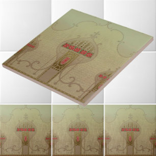 Carreau Art Nouveau 1915 Style Mission Frise Florale