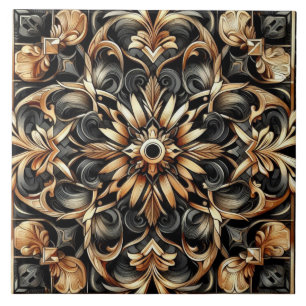 Carreau Art Nouveau / Art Déco élégant Noir et Or