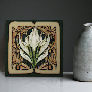 Carreau Art Nouveau Calla Lily symétrique Mur Floral Art N