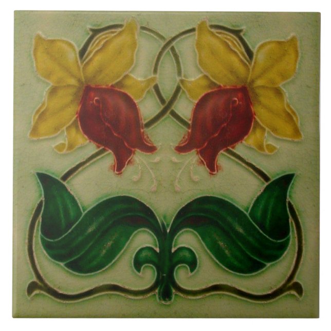 Carreau Art Nouveau ceramic fireplace wall tile (Devant)