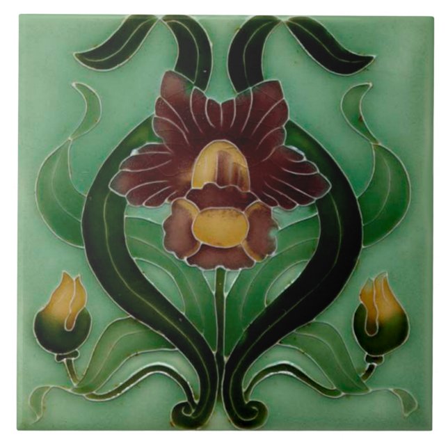 Carreau Art Nouveau Ceramic fireplace wall tile (Devant)