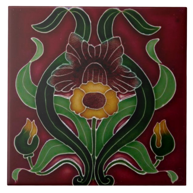 Carreau Art Nouveau Ceramic Fireplace Wall Tile (Devant)