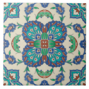 Carreau Art Nouveau Chine Motif Floral Reproduction