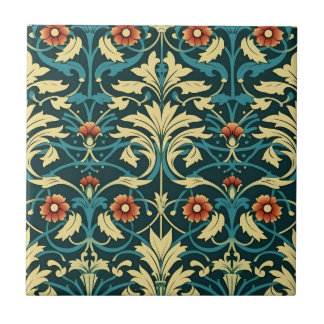 Carreau Art Nouveau coloré Floral