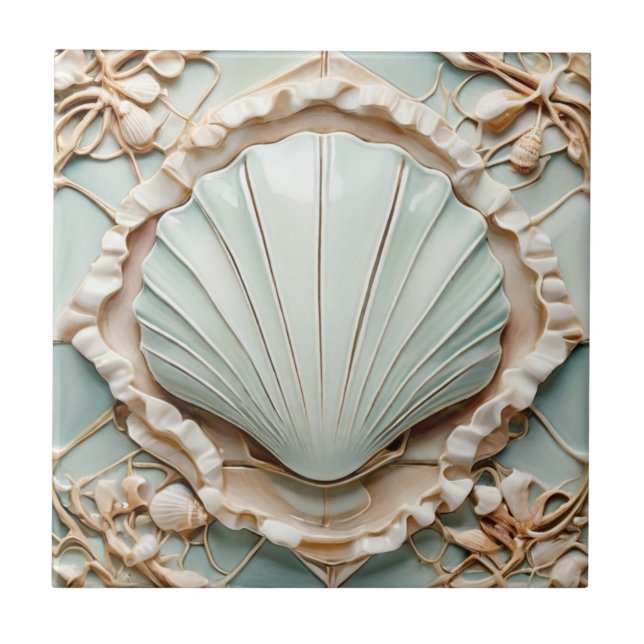 Carreau Art Nouveau Coquille de coquillage de la Monnaie d (Devant)