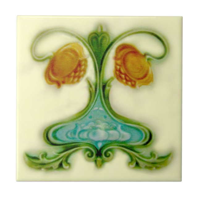 Carreau Art Nouveau Couleurs douces Lea & Boulton c1900 Re (Devant)