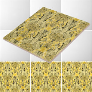 Carreau Art nouveau de l'ère victorienne Paons & Chèvrefeu