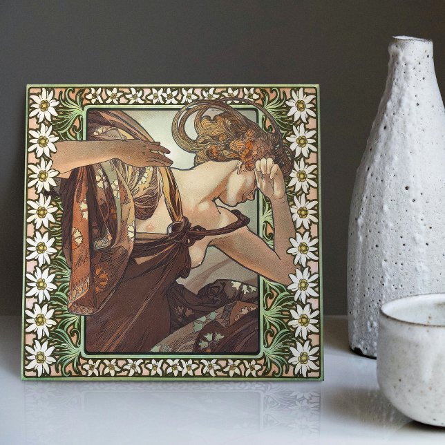 Carreau Art Nouveau Étoile du Soir Mucha Edelweiss Décor (Créateur téléchargé)