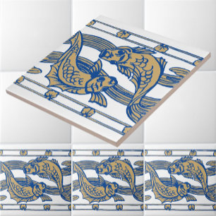 Carreau Art Nouveau Fish & Seaweed Frieze Motif