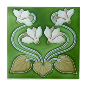 Carreau Art Nouveau Fleurs Vintage
