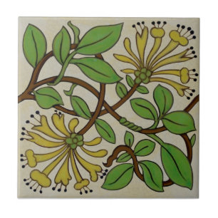 Carreau Art nouveau Jaune Honeysucké Art Antique Repro