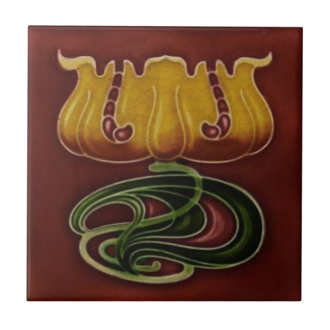 Carreau Art nouveau Jugendstil c1900 Allemagne Floral Repr (Devant)