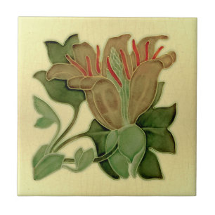 Carreau Art nouveau Lily Antiquité Pilkington Repro