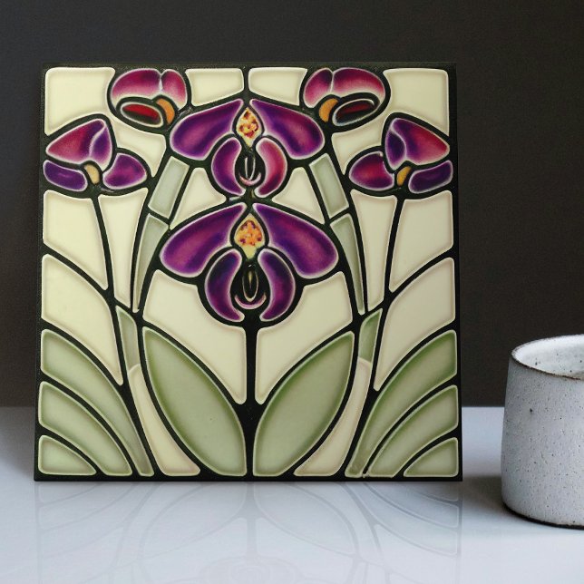 Carreau Art Nouveau Nemesia 'Dazzle-Me Lilac' symétrique (Créateur téléchargé)
