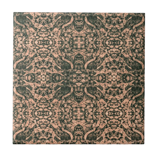 Carreau Art Nouveau Olive Green Beige Miroir Art Motif (Devant)