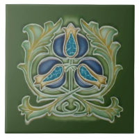 Art Nouveau Repro grenade Blues & Verts