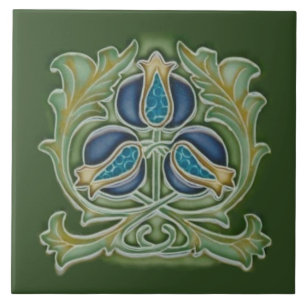 Carreau Art Nouveau Repro grenade Blues & Verts