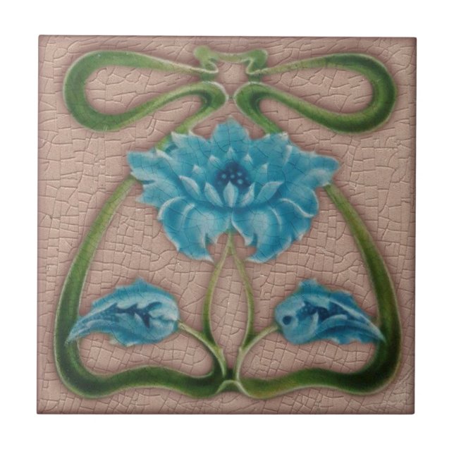 Carreau Art Nouveau Ruban Floral Reproduction Antique (Devant)