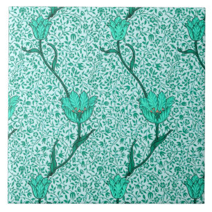 Carreau Art Nouveau Tulip Damask, Turquoise