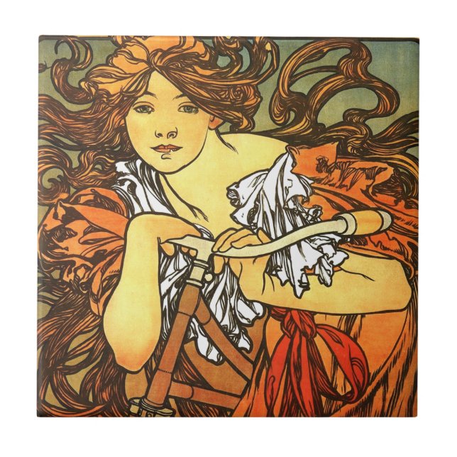 Carreau Art Nouveau Vélo Mucha Art (Devant)