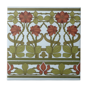 Carreau Art Nouveau Vintage frise florale