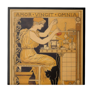Carreau Art Nouveau vintage, l'amour conquiert tous les sc