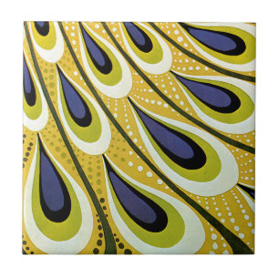 Carreau Art Nouveau vintage, plume de paon Macmillan