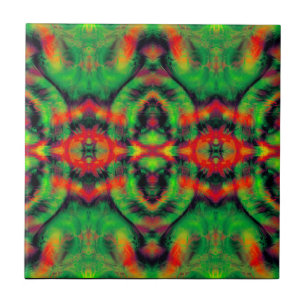 Carreau Art numérique rouge jaune vert Abstrait Motif