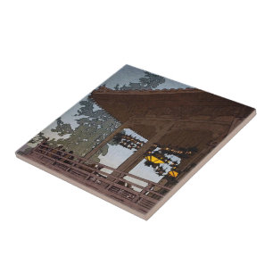 Carreau Art oriental frais de paysage de nuit de Yoshida